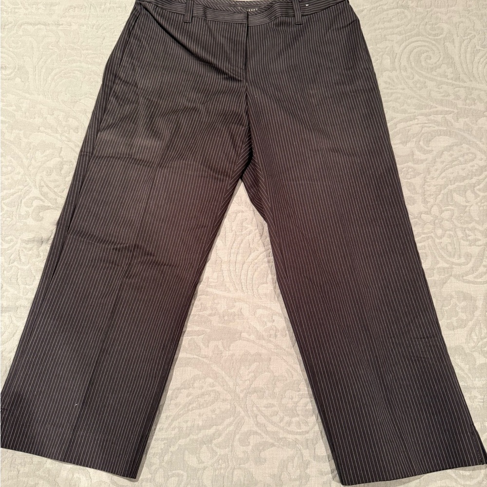 Geoffrey Beene Sport Black Pinstripe Stretch Cropped Dress Pants